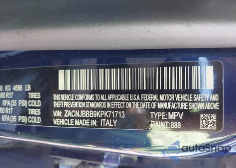 2019 Jeep Renegade Latitude 4X4 z USA, uszkodzony, nr VIN ZACNJBBB9KPK71713